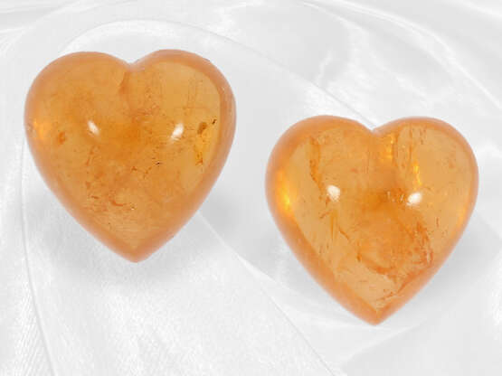 Granat: Paar feiner Mandarin-Granate in Herzform, zusammen ca. 14,72ct - photo 1