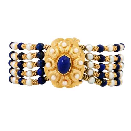 Armband mit Perlen und Lapislazuli, - Foto 1