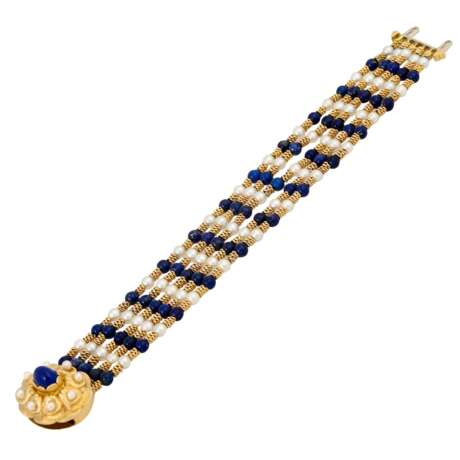 Armband mit Perlen und Lapislazuli, - Foto 3