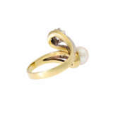 Ring mit Perle, Brillant von ca. 0,5 ct, - Foto 3