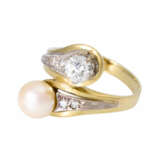 Ring mit Perle, Brillant von ca. 0,5 ct, - Foto 5