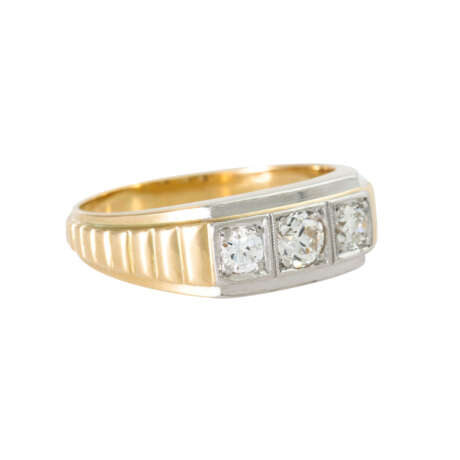 Ring mit 3 Altschliffdiamanten, zus. ca. 0,6 ct, - Foto 2