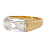 Ring mit 3 Altschliffdiamanten, zus. ca. 0,6 ct, - Foto 1