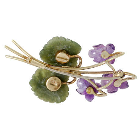 Brosche "Blütenzweig" mit Jade und Amethyst - фото 2