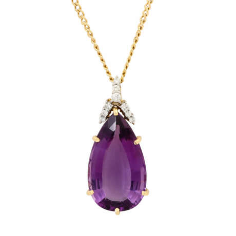 Kette und Anhänger mit Amethysttropfen - фото 2