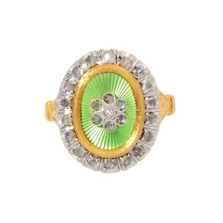 Ring mit Diamantrosen und hellgrünem Email - фото 2