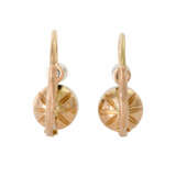 Ohrringe mit Perlen und 2 Altschliffdiamanten zus. ca. 0,08 ct, - Foto 2