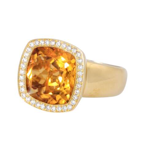 Ring mit Citrin entouriert von Brillanten zus. ca. 0,32 ct, - Foto 5