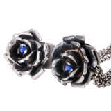 Schmuckset "Rose" mit blauen Cabochons im Blüteninnern, - photo 8