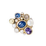 Unikat Ring mit Edelsteinen und Perlen, - photo 2