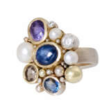 Unikat Ring mit Edelsteinen und Perlen, - Foto 5