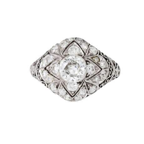 Art Déco Ring mit Altschliffdiamant ca. 1 ct, - фото 2