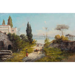 CIOTTA, F. (XIX) "Szene in einem Dorf an den Ufern der Bucht von Neapel"