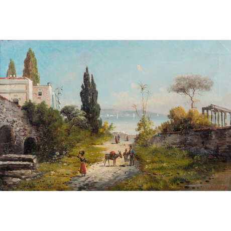 CIOTTA, F. (XIX) "Szene in einem Dorf an den Ufern der Bucht von Neapel" - Foto 1