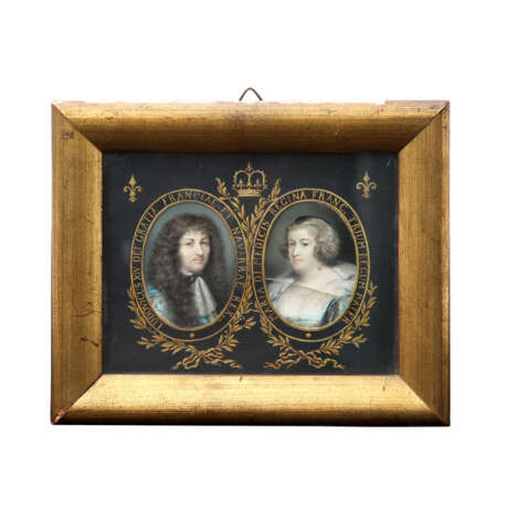 MINIATURMALER 19. Jahrhundert, Paar Portraits „Ludwig XIV“ und „Maria de Medici”, - photo 1