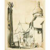 HÄUSSLER, THEO (1892-?, Grafiker u. Plakatentwerfer), "Stadtansicht, Blick in eine Straße mit Kirche", - фото 1