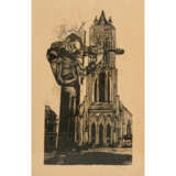 KLAUß, O. (expressionistischer Künstler 20. Jahrhundert), "Geiger vor der Kirche", - фото 1
