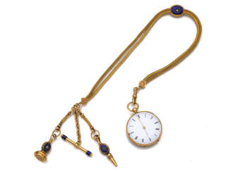 Anhängeuhr mit Goldemail-Uhrkette