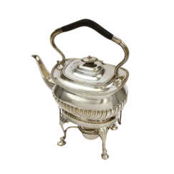 ENGLISCH Teekanne auf Rechaud, versilbert, 20. Jahrhundert