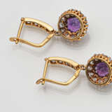 Ohrringe mit Amethysten und Diamanten - photo 2