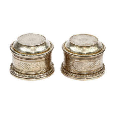 ANDRÉ AUCOC, Paris Paar Deckeldosen, 950 Silber, 19./20. Jahrhundert - Foto 1