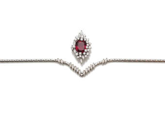 Collier mit abnehmbarem Mittelteil mit Rubellit und Diamanten