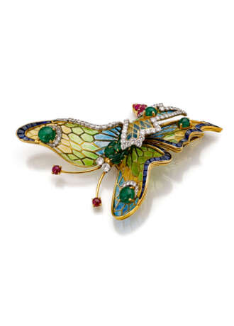 Große prächtige Brosche in Form eines Schmetterlings, sogenannter „Butterfly Clip" - Foto 1