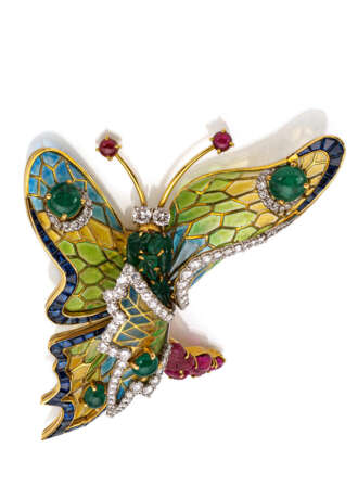 Große prächtige Brosche in Form eines Schmetterlings, sogenannter „Butterfly Clip" - Foto 6