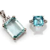 Aquamarin-Diamant-Anhänger und Ring - photo 1