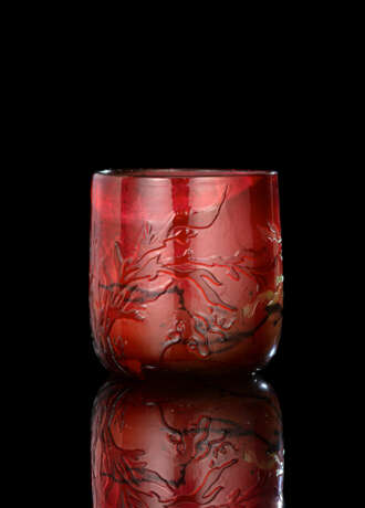 Seltene Intercalaire und Cameo Glas Vase "Décor d'Algues" - Foto 2