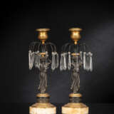 Paar Kerzenleuchter mit Glasbehang - photo 2
