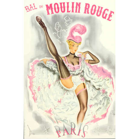 Plakat zur Show "BAL DU MOULIN ROUGE", 1930er Jahre, Entwurf PIERRE OKLEY, - photo 1
