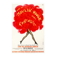 Werbetafel zur Show "BAL DU MOULIN ROUGE - FANTASTIC", Paris 1970, Entwurf RENÉ GRUAU,