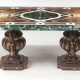 Pietra-Dura-Tischplatte mit zwei Vasen-Füßen - photo 2
