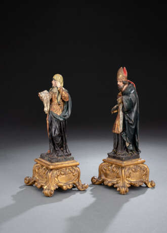 Paar Miniatur-Skulpturen - Hl. Monika und Hl. Augustinus - photo 2
