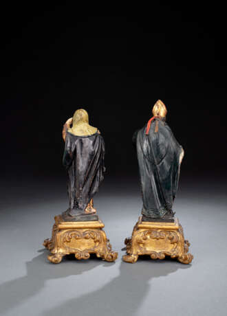 Paar Miniatur-Skulpturen - Hl. Monika und Hl. Augustinus - Foto 3