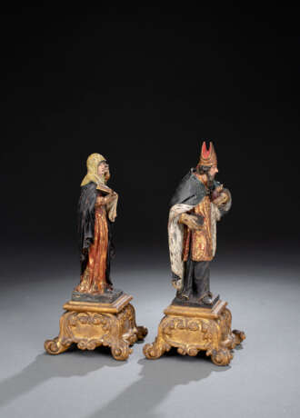 Paar Miniatur-Skulpturen - Hl. Monika und Hl. Augustinus - Foto 4