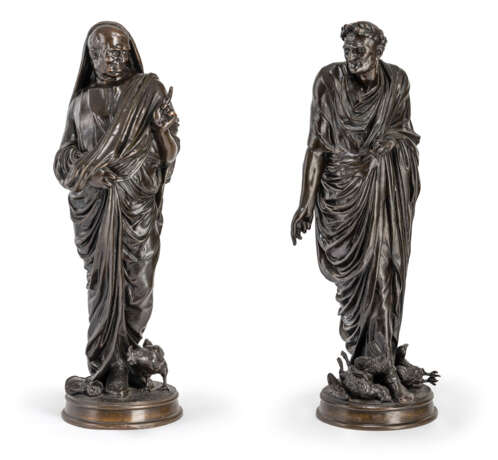 Paar grosse Figuren zweier Römischer Imperatoren mit Federvieh - Foto 1