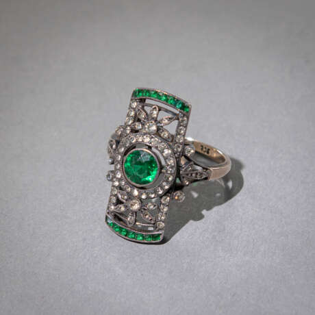 Art-Déco-Ring mit Strass-Besatz - photo 1