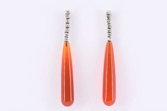 Carnelian Diamond Earrings - фото 2