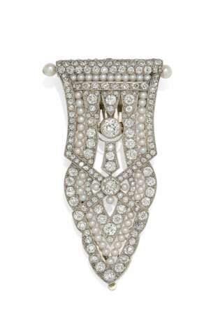 Pearl Diamond Clip Brooch - фото 1