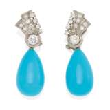 Turquoise Diamond Earrings - фото 1