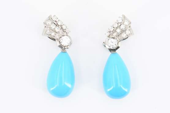 Turquoise Diamond Earrings - фото 2