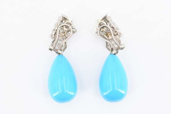 Turquoise Diamond Earrings - фото 3