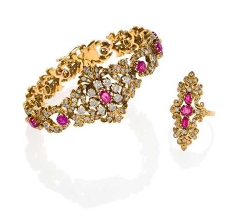 Ruby Diamond Set: Bracelet and Ring - Foto 1