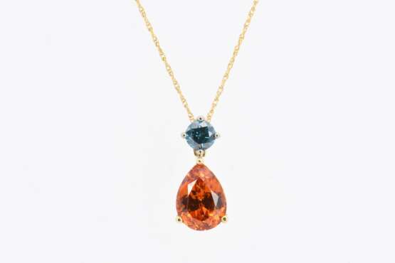 Garnet Diamond Pendant Necklace - фото 3