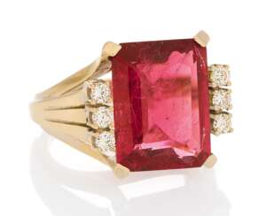 Rubellite Diamond Ring