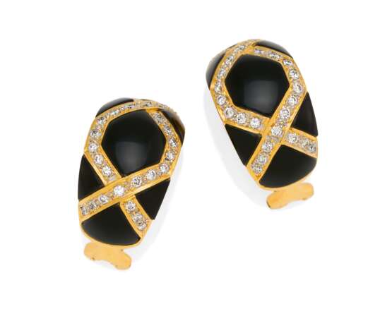 Onyx Diamond Earclips - photo 1