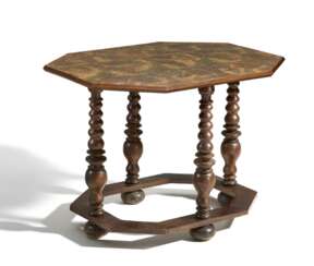 Small table with octagonal top and leather covering
