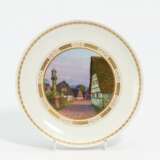 Plate with village view and gold enamel decor - Foto 1